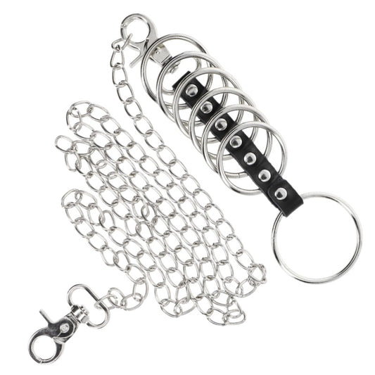 Anneau pénien 7 tailles métal+chaîne cuir – Kink