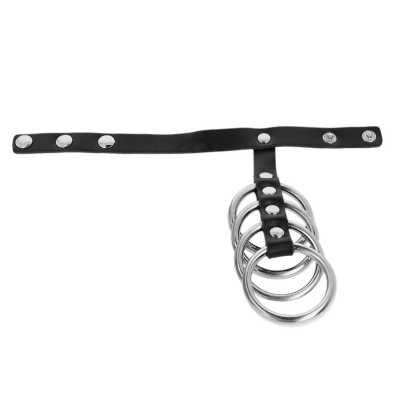 Cockring 4 tailles métal+sangle cuir – Kink
