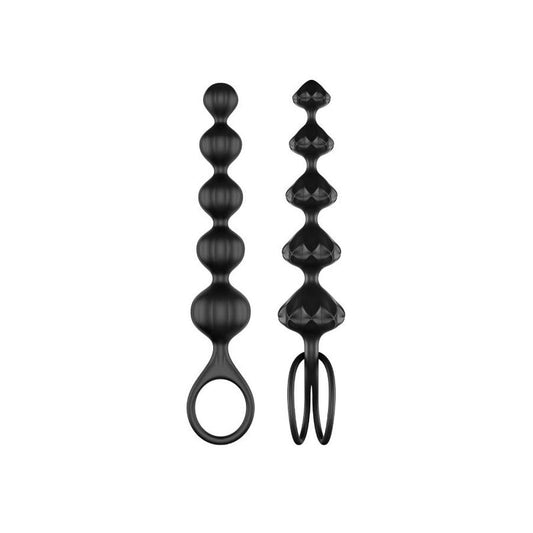 Perles anales Love Beads débutant sphérique/pyramide noir – Satisfyer