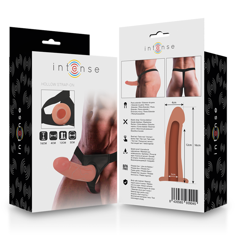Harnais creux gode 16x3 cm – Intense