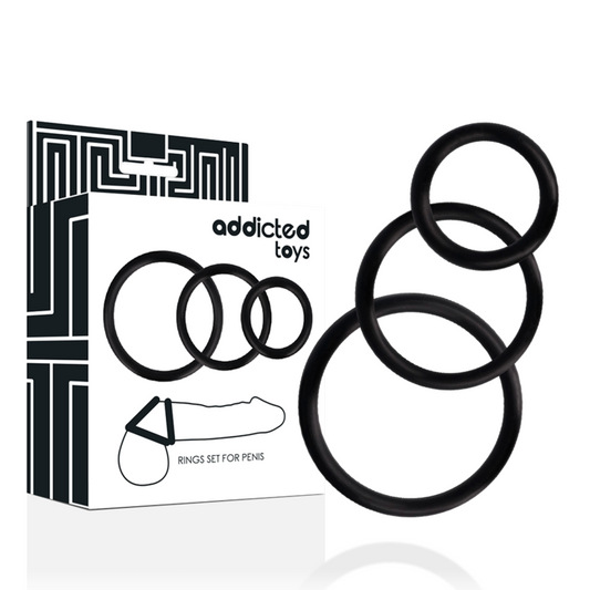 Ensemble Anneaux Pénis Noir S-M-L – Addicted Toys