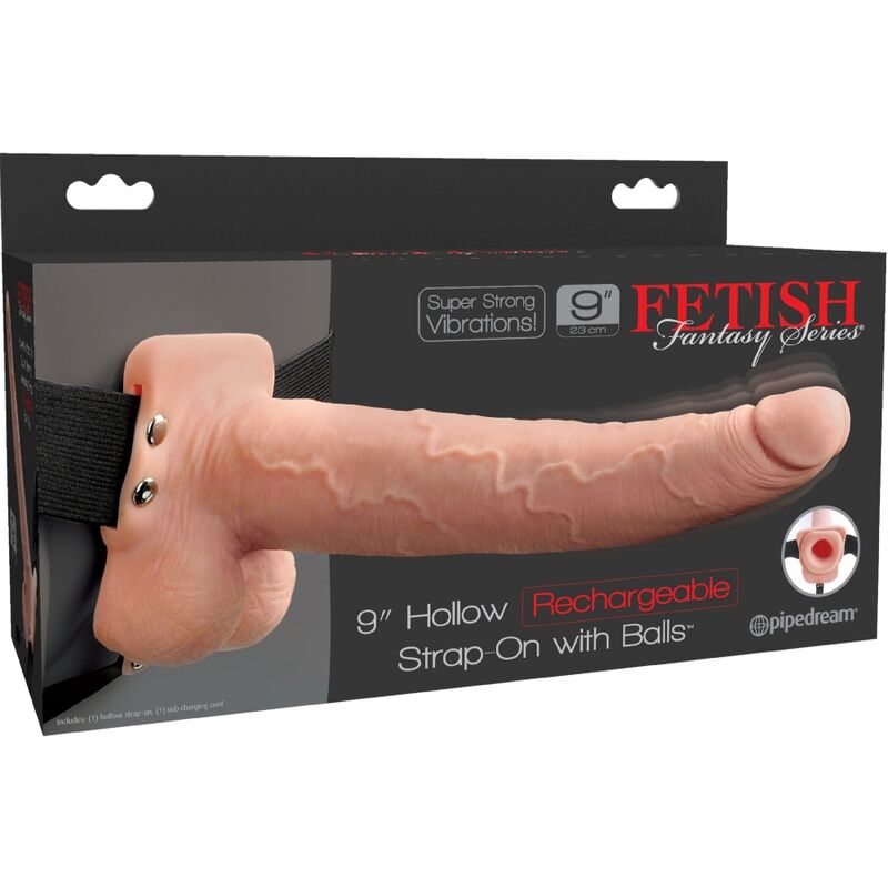 Harnais creux gode réaliste 23 cm vibrant rechargeable – Fetish Fantasy Series