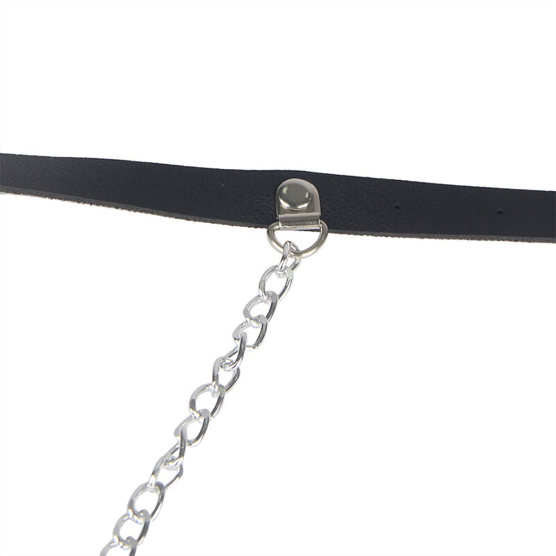 Ceinture harnais cuir noir chaînes détail taille unique – Subblime