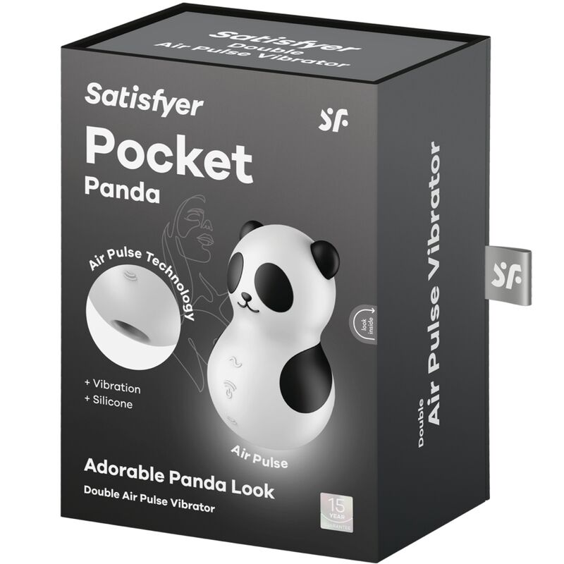 Satisfyer Pocket Panda stimulateur air+vibration compact noir/blanc