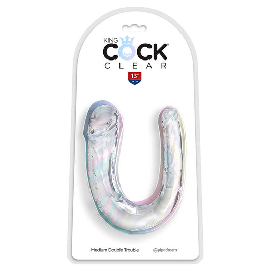 Double gode réaliste Double Trouble transparent 33 cm – King Cock
