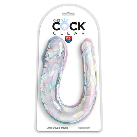 Double gode réaliste Double Trouble transparent 44 cm – King Cock