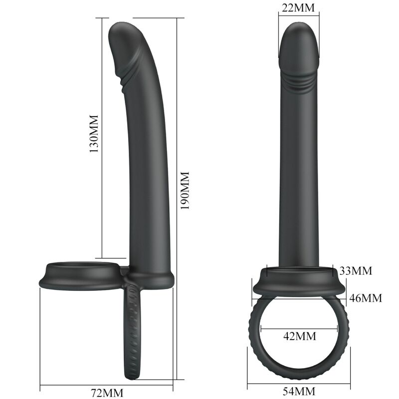 Cockring double pénétration Dillion noir vibrant – Pretty Love