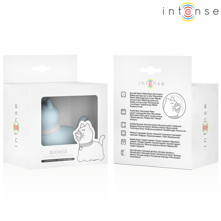 Stimulateur clitoridien Duchesse langue rotative 360° bleu – Intense