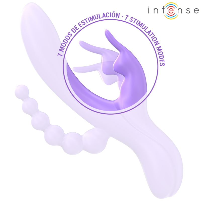 Vibromasseur triple Miko lapin+anal violet – Intense