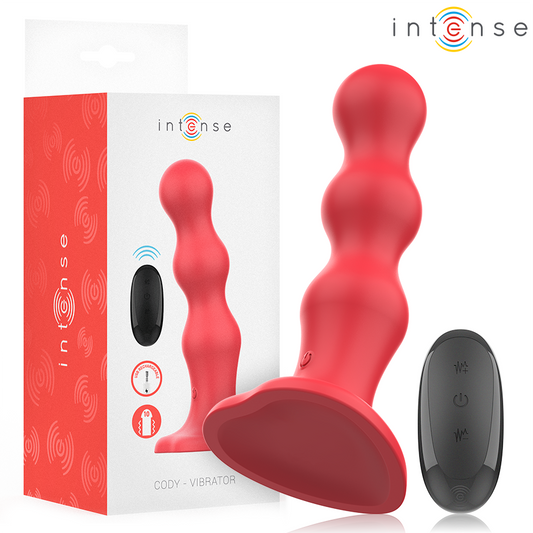 Vibromasseur texturé Cody rouge télécommandé – Intense