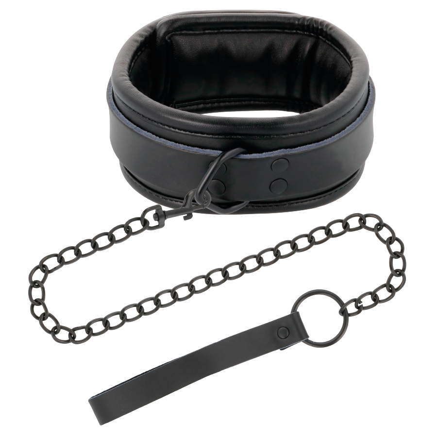 Kit collier menottes cuir noir laisse – Darkness BDSM