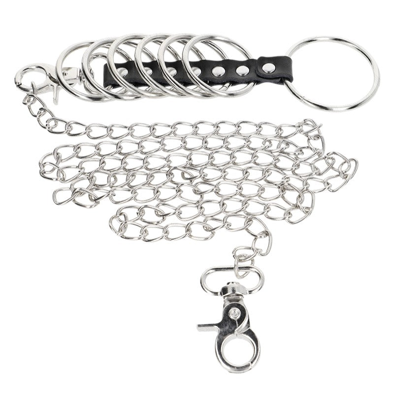 Anneau pénien 7 tailles métal+chaîne cuir – Kink