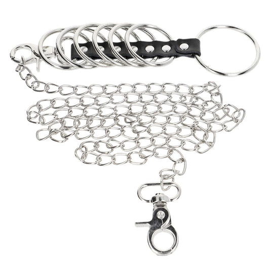 Anneau pénien 7 tailles métal+chaîne cuir – Kink