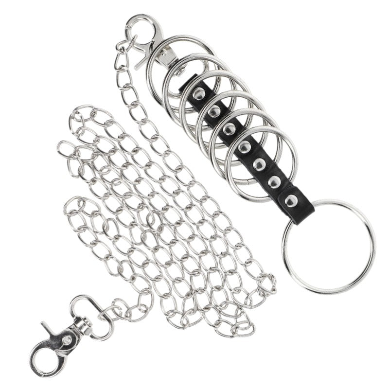 Anneau pénien 7 tailles métal+chaîne cuir – Kink