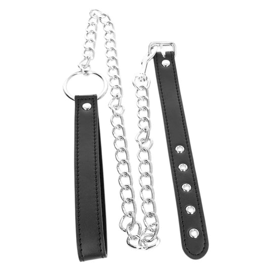 Anneau pénien cuir+chaîne métal – Kink