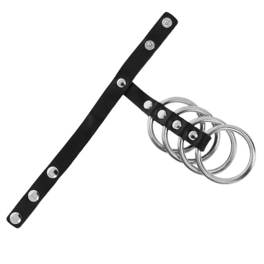Cockring 4 tailles métal+sangle cuir – Kink