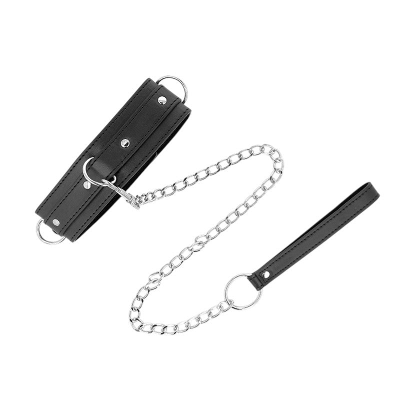 Collier 3 anneaux réglable 38-49x5 cm + laisse 65 cm Modèle 1 – Kink
