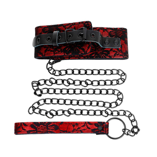 Collier dentelle cuir véritable 44x5,5 cm + ceinture 105 cm – Kink