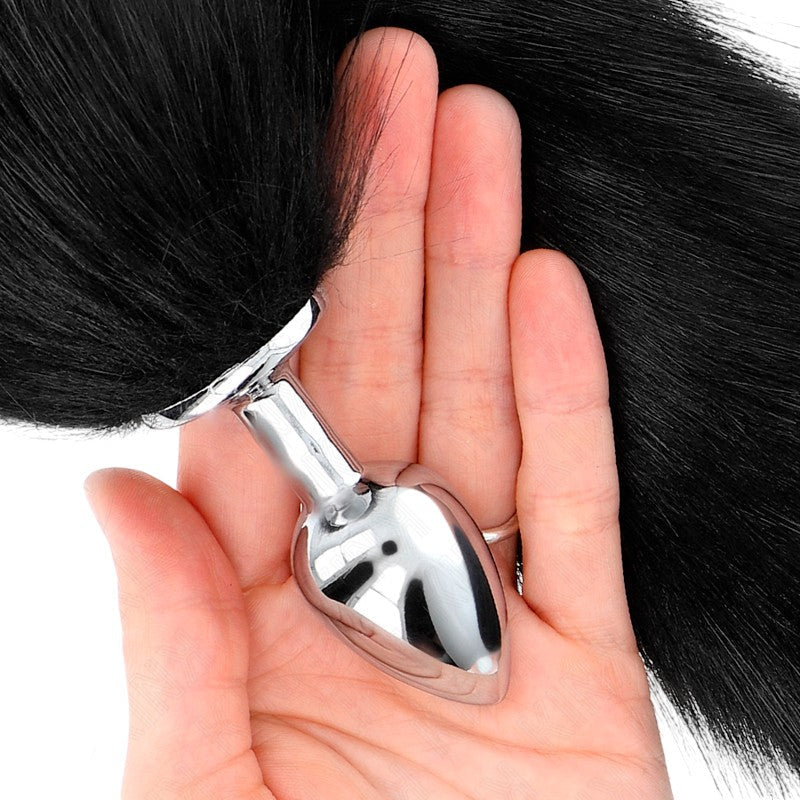 Plug anal taille S 7x3 cm queue synthétique 40 cm noir – Kink