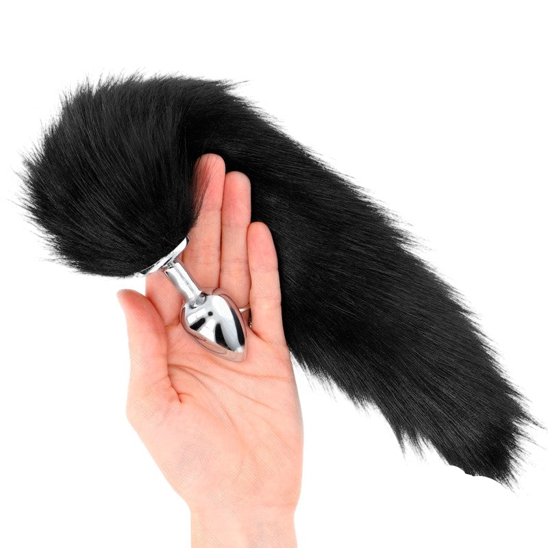 Plug anal taille S 7x3 cm queue synthétique 40 cm noir – Kink