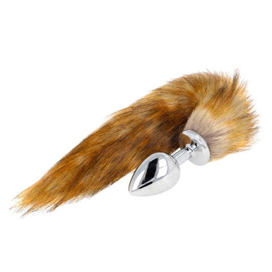 Plug anal taille L 10x4 cm queue synthétique 40 cm marron – Kink