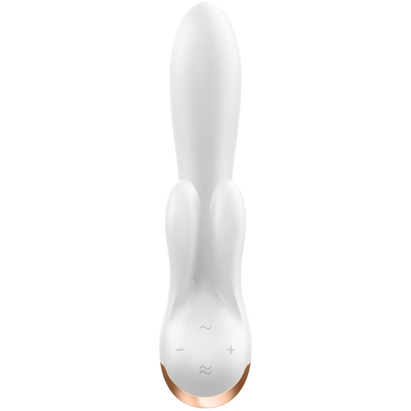 Vibromasseur rabbit app-connecté Double Flex blanc – Satisfyer