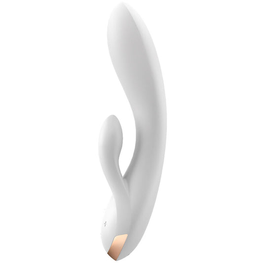 Vibromasseur rabbit app-connecté Double Flex blanc – Satisfyer