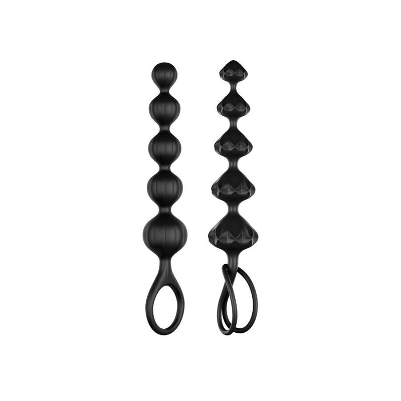 Perles anales Love Beads débutant sphérique/pyramide noir – Satisfyer
