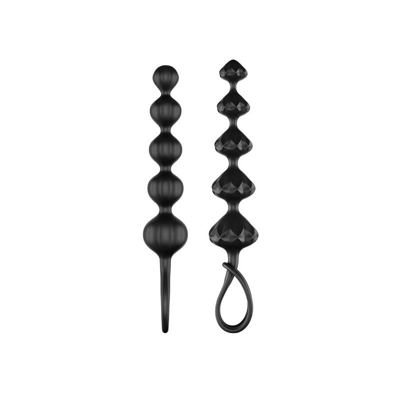 Perles anales Love Beads débutant sphérique/pyramide noir – Satisfyer