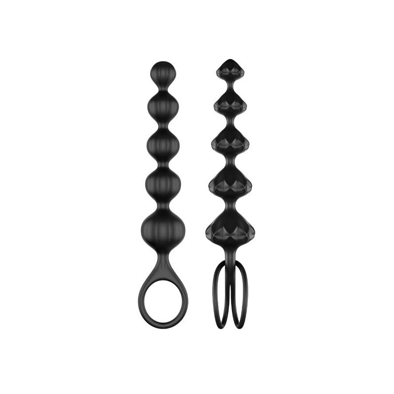 Perles anales Love Beads débutant sphérique/pyramide noir – Satisfyer