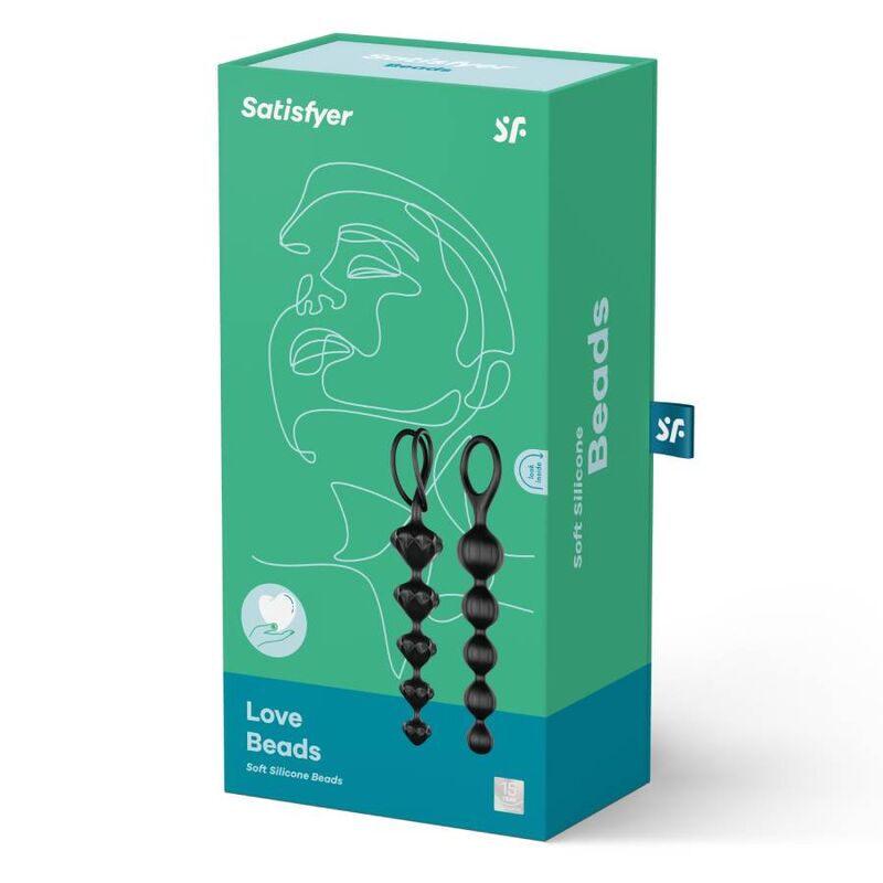 Perles anales Love Beads débutant sphérique/pyramide noir – Satisfyer