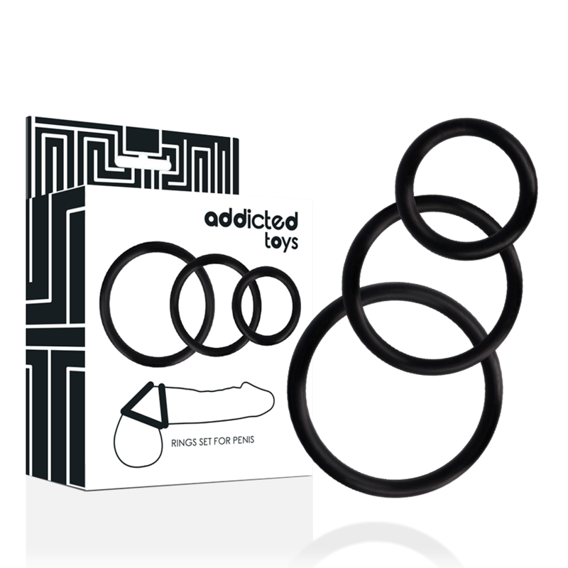 Ensemble Anneaux Pénis Noir S-M-L – Addicted Toys