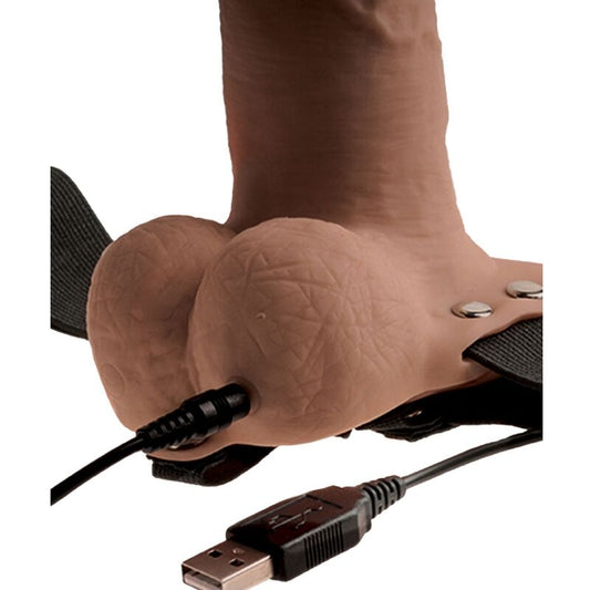Harnais réglable gode réaliste vibrant 15 cm rechargeable – Fetish Fantasy