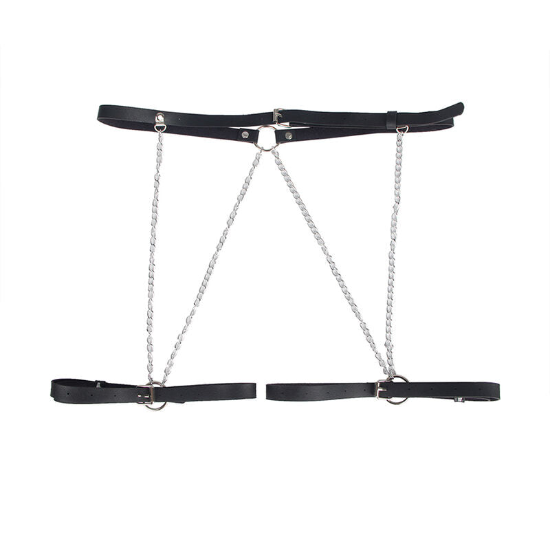 Ceinture harnais cuir noir chaînes détail taille unique – Subblime