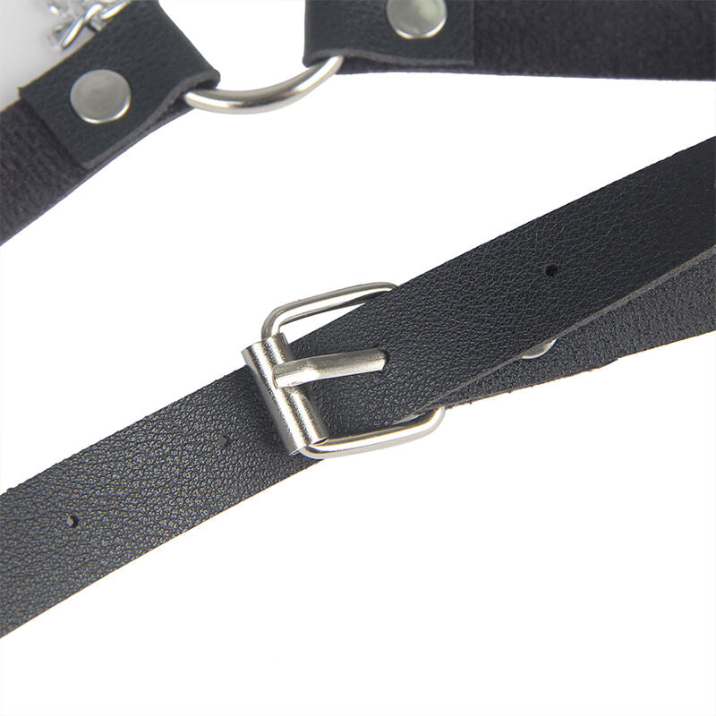Ceinture harnais cuir noir chaînes détail taille unique – Subblime