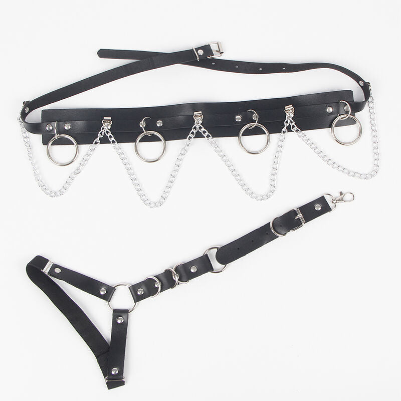 Harnais ceinture jarretières anneaux chaînes noir taille unique – Subblime