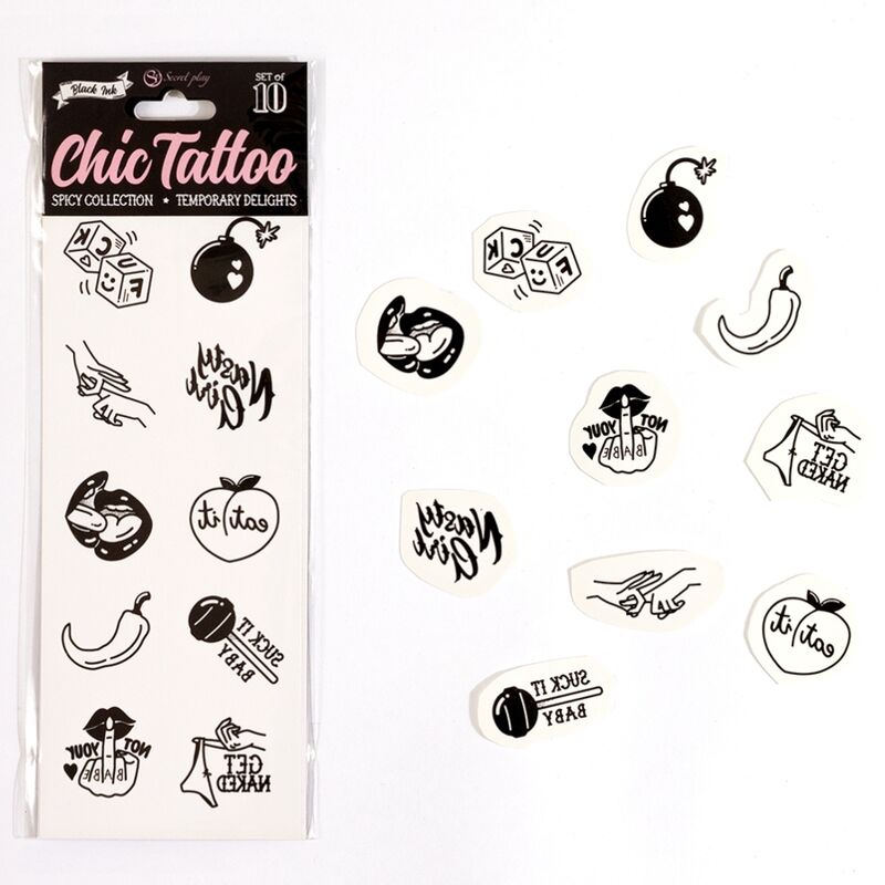 Lot 10 tatouages temporaires Spicy collection – Secret Play