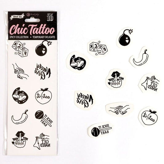 Lot 10 tatouages temporaires Spicy collection – Secret Play