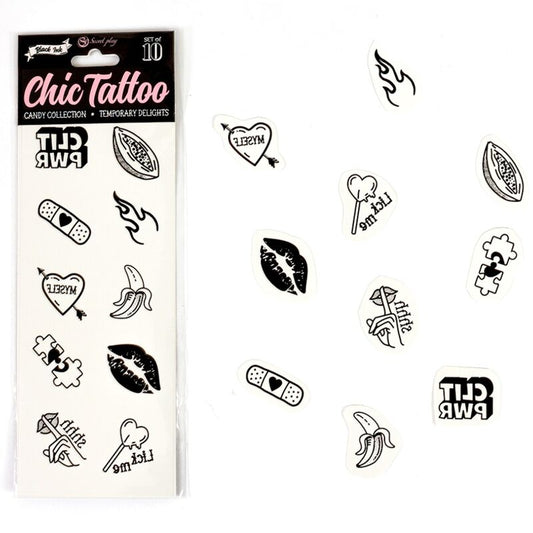 Ensemble 10 tatouages temporaires Candy collection – Secret Play