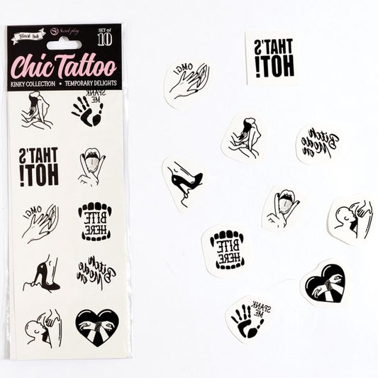 Ensemble 10 tatouages temporaires kinky collection – Secret Play