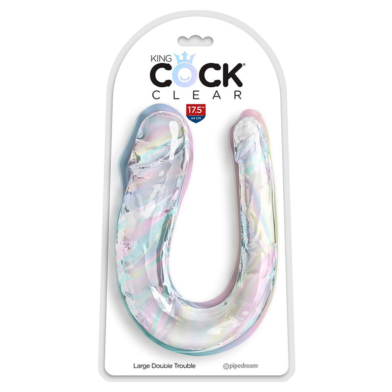 Double gode réaliste Double Trouble transparent 44 cm – King Cock