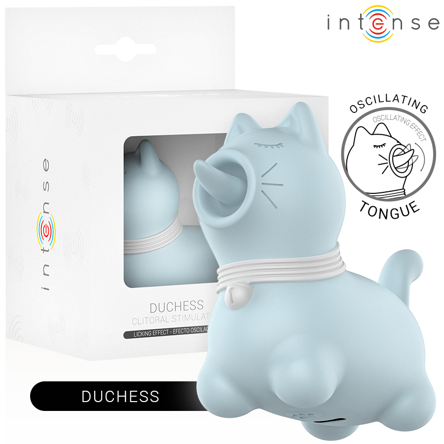 Stimulateur clitoridien Duchesse langue rotative 360° bleu – Intense