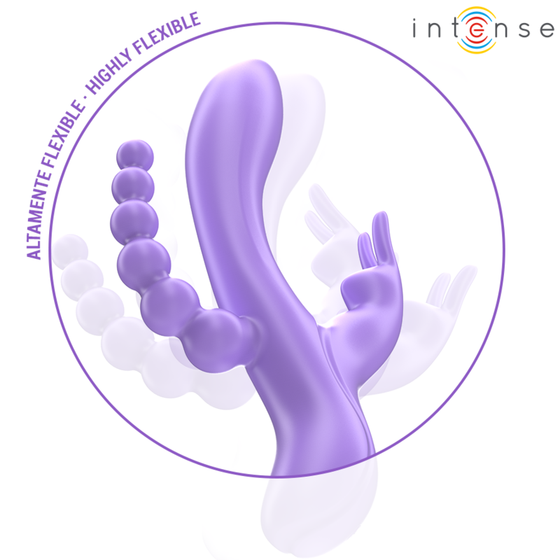 Vibromasseur triple Miko lapin+anal violet – Intense