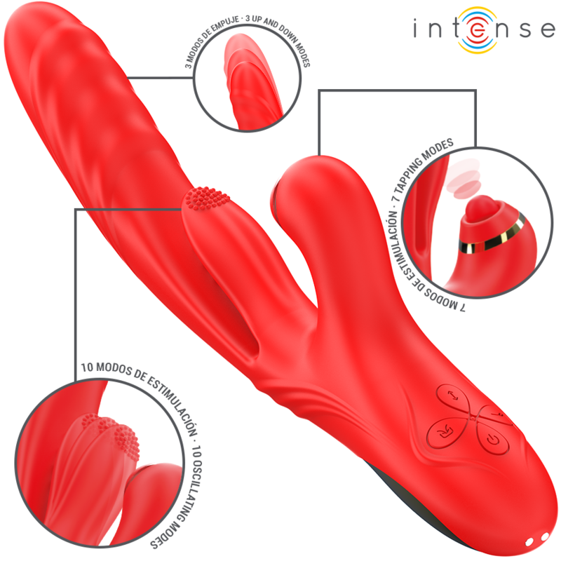 Vibromasseur multifonction 3-en-1 Rosalia rouge – Intense
