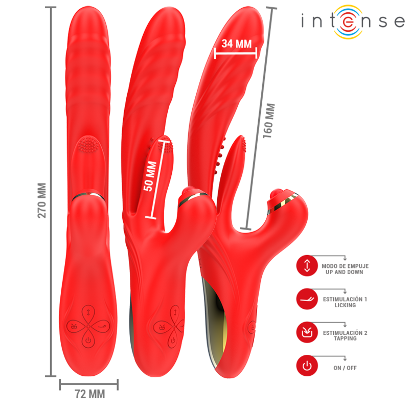 Vibromasseur multifonction 3-en-1 Rosalia rouge – Intense
