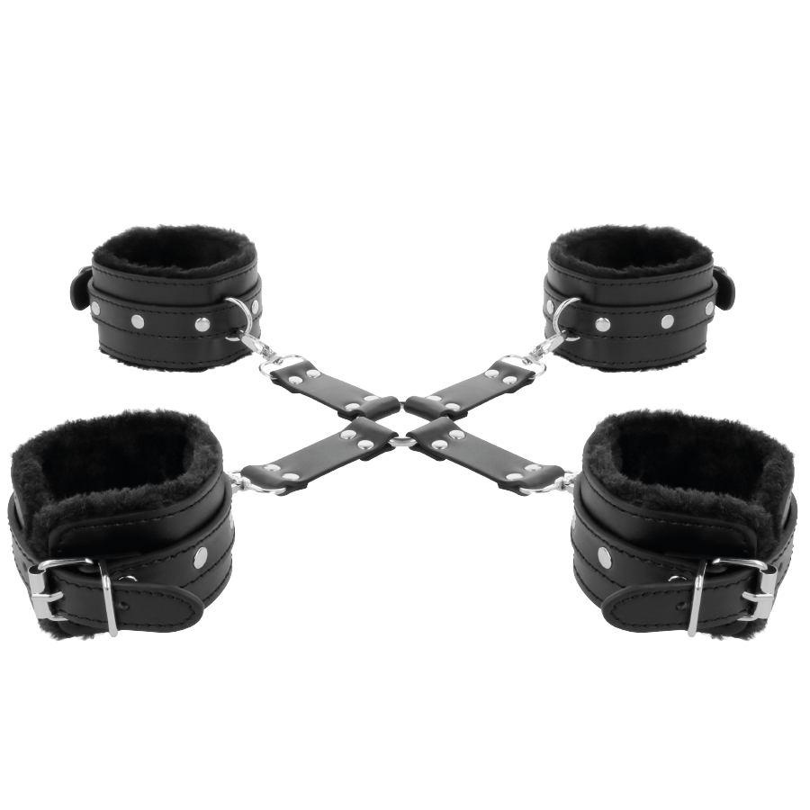 Menottes cuir pieds mains noir – Darkness BDSM