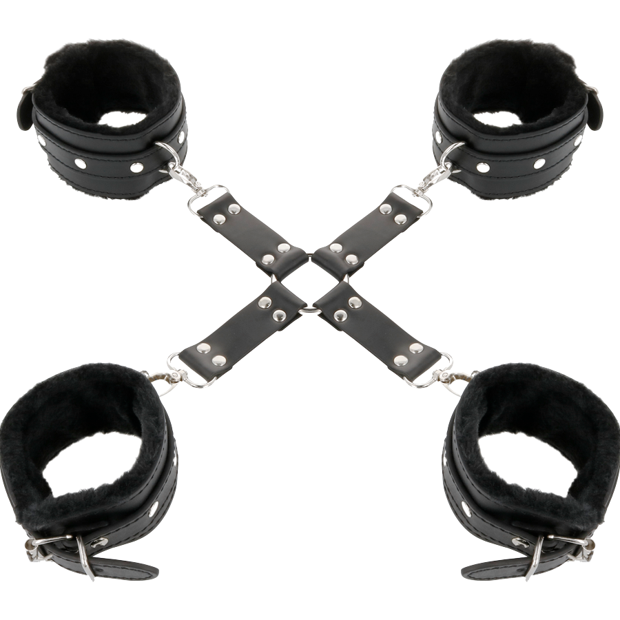 Menottes cuir pieds mains noir – Darkness BDSM