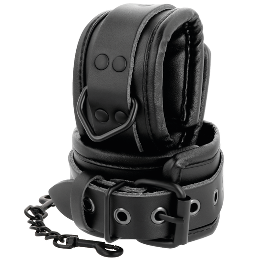 Kit collier menottes cuir noir laisse – Darkness BDSM